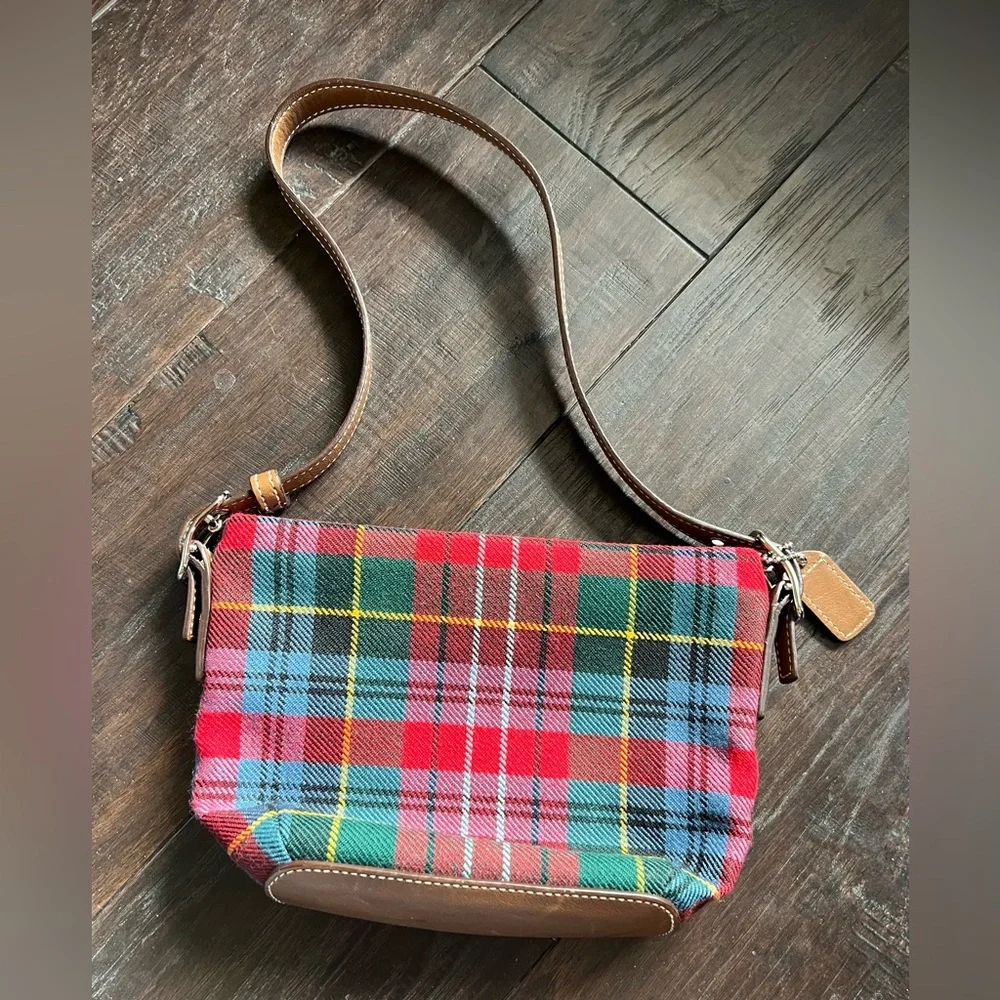 Vintage COACH Tartan Plaid Wool & Leather Demi Bag Y2K #8935 LIKE NEW